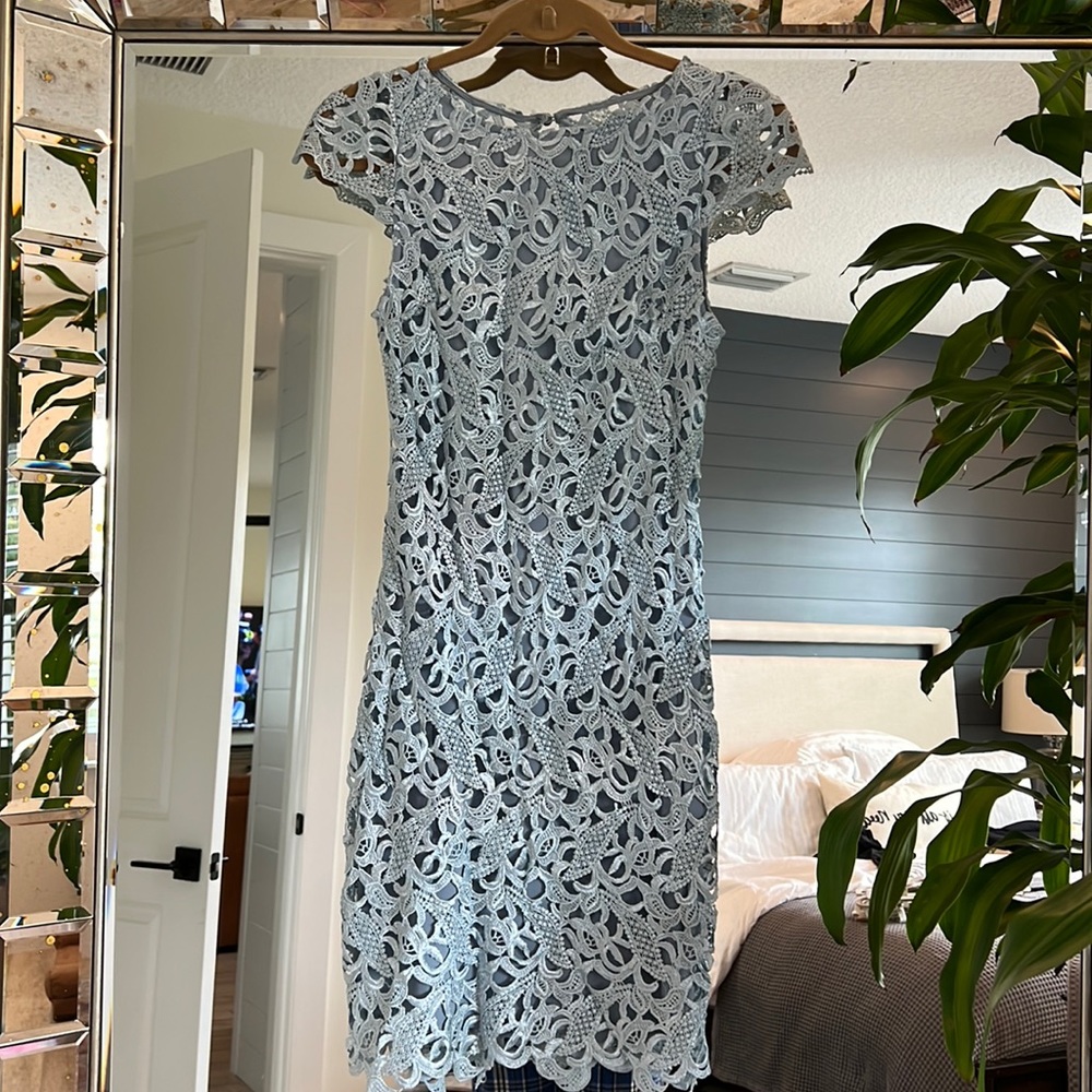 Alice & Olivia - Light Blue Lace Mini Dress